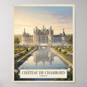 Affiche de voyage vintage Château de Chambord Fran