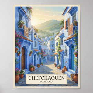 Affiche de voyage vintage Chefchaouen Maroc