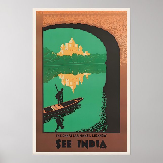 Affiche de voyage vintage Chhattar Manzil Lucknow (Devant)