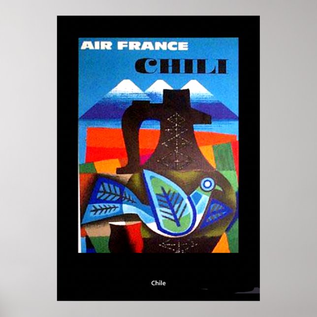 Affiche de voyage vintage Chili Impression (Devant)