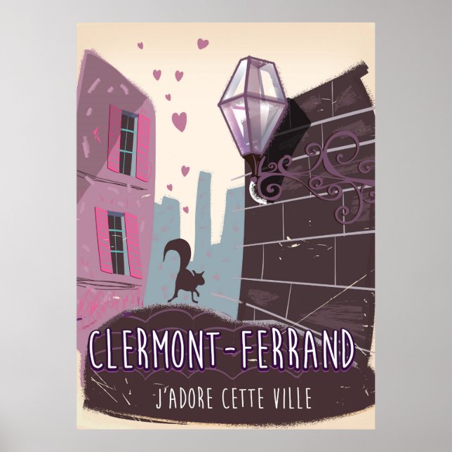 Affiche de voyage vintage Clermont-Ferrand France (Devant)
