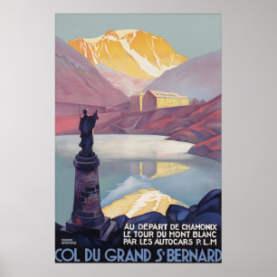 Affiche de voyage vintage Col du Grand St Bernard 