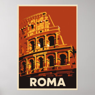 Affiche de voyage vintage Colisée de Rome Italie 