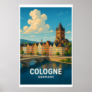 Affiche de voyage vintage Cologne Allemagne - Colo