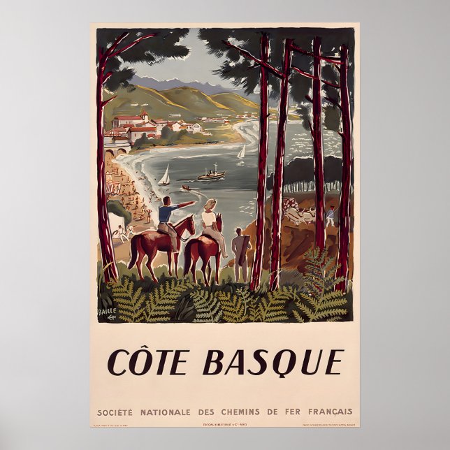 Affiche de voyage vintage Côte Basque (Devant)