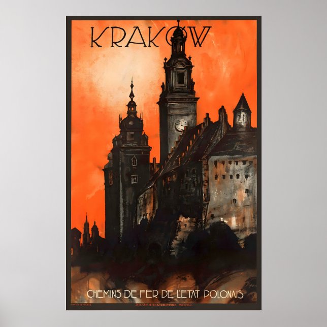 Affiche de voyage vintage Cracovie Pologne (Devant)