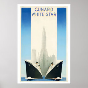 Affiche de voyage vintage Cunard White Star