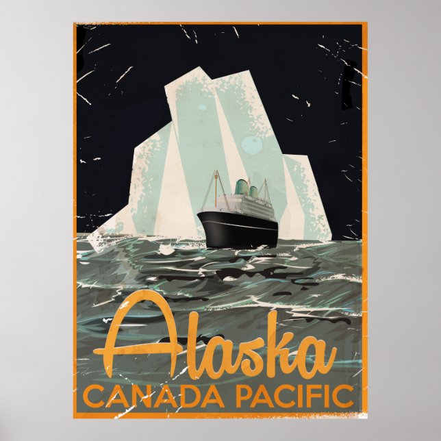 Affiche de voyage vintage d'Alaska (Devant)