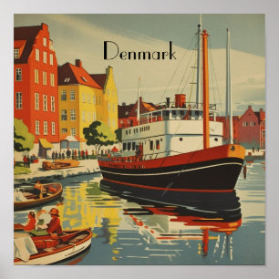 Affiche de voyage vintage Danemark personnalisable