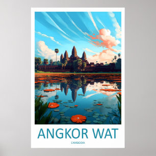 Affiche de voyage vintage d'Angkor Wat Parc nation
