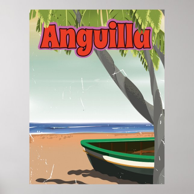 Affiche de voyage vintage d'Anguilla. (Devant)