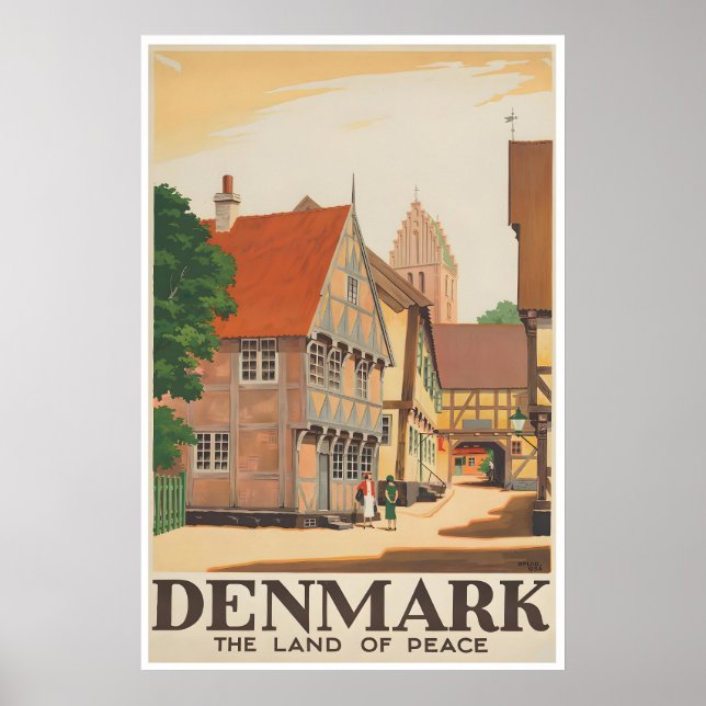Affiche de voyage vintage danoise Art Danemark Imp (Devant)