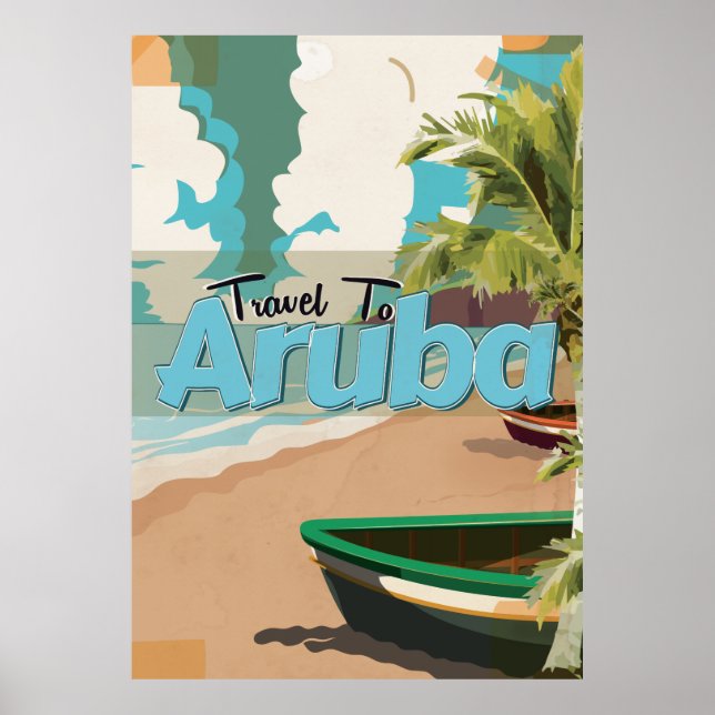 Affiche de voyage vintage d'Aruba. (Devant)