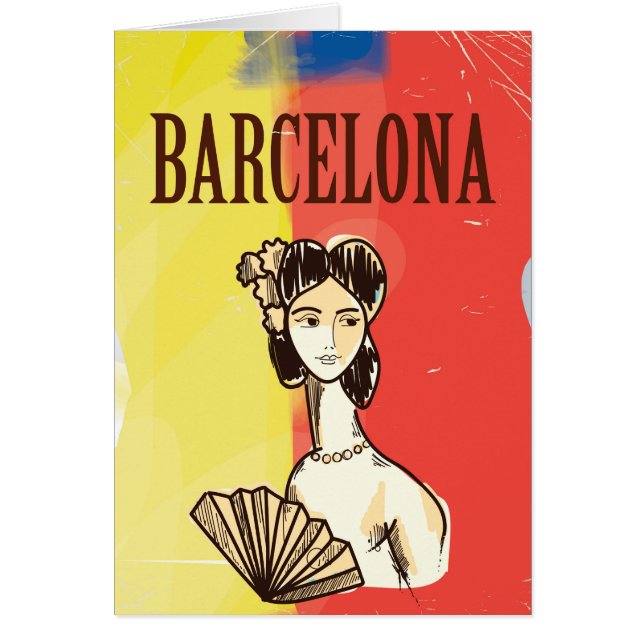 Affiche de voyage vintage de Barcelone Espagne (Devant)