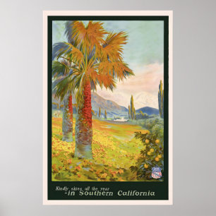 Affiche de voyage vintage de Californie du Sud