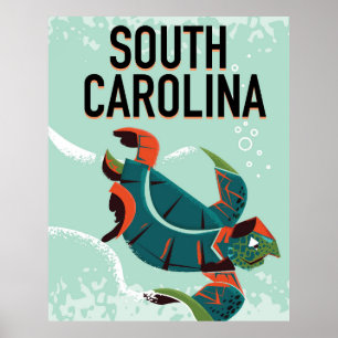 Affiche de voyage vintage de Caroline du Sud.