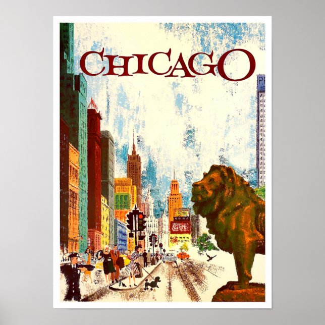 Affiche de voyage vintage de Chicago (Devant)