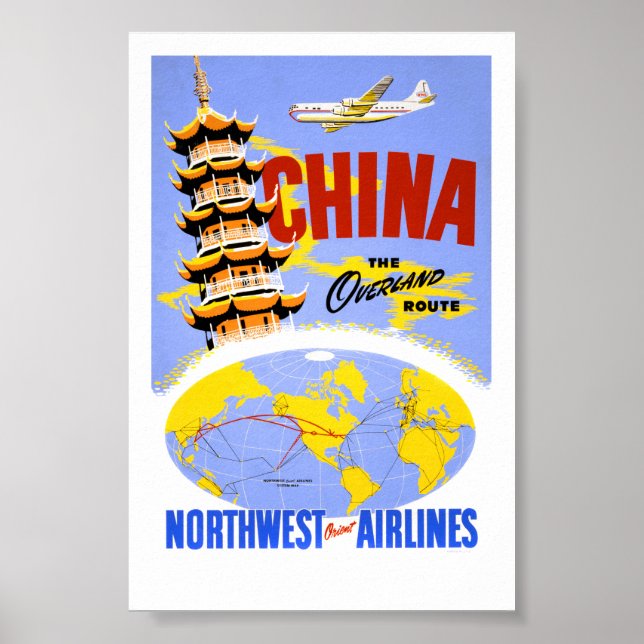Affiche de voyage vintage de Chine restaurée (Devant)