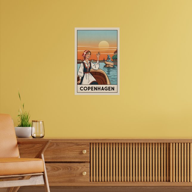 Affiche de voyage vintage de Copenhague, (Salon 2)