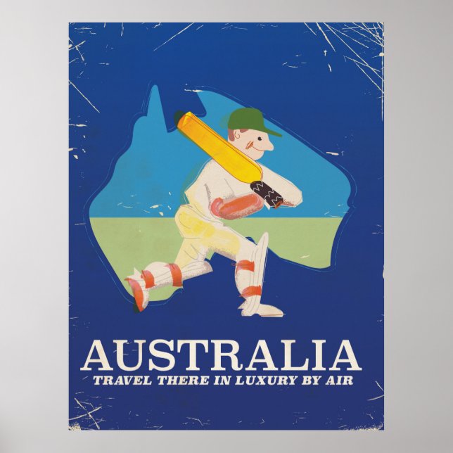 Affiche de voyage vintage de cricket Australie (Devant)