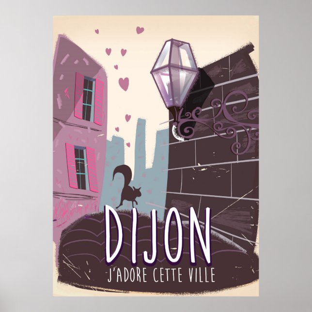 Affiche de voyage vintage de Dijon France (Devant)