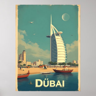 Affiche de voyage vintage de Dubaï