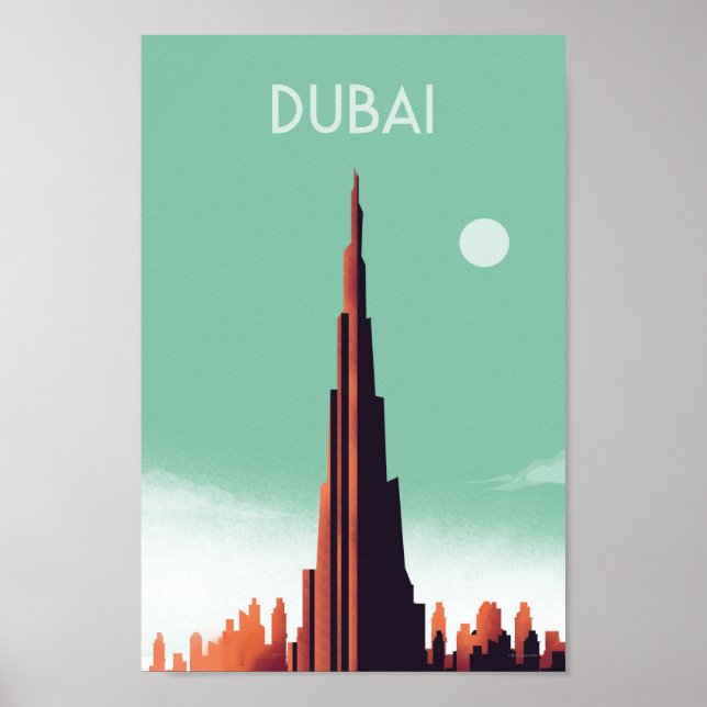 Affiche de voyage vintage de Dubaï (Devant)