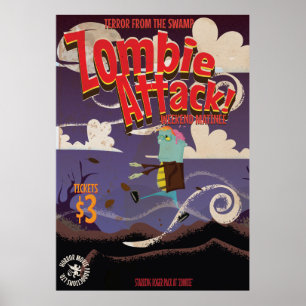 Affiche de voyage vintage de film de zombie