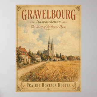 Affiche de voyage vintage de Gravelbourg Saskatche
