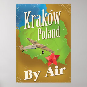 Affiche de voyage vintage de Kraków Pologne