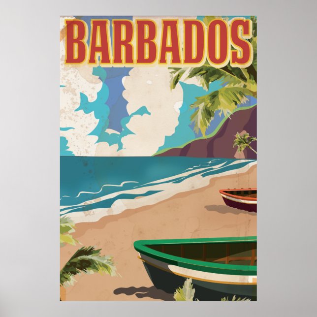 Affiche de voyage vintage de la Barbade (Devant)