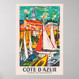 Affiche de voyage vintage de la Côte d'Azur Railwa