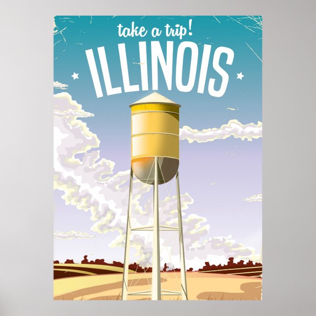 Affiche de voyage vintage de la ferme de l'Illinoi (Devant)