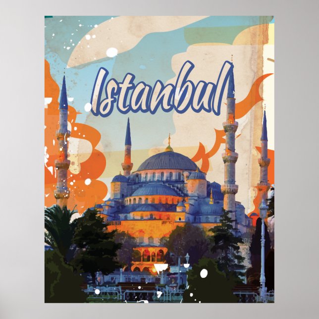 affiche de voyage vintage de la mosquée Aya Sophia (Devant)