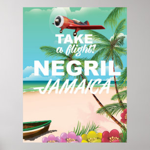 Affiche de voyage vintage de la plage de Negril Ja