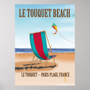 Affiche de voyage vintage de la plage du Touquet
