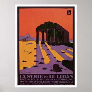 affiche de voyage vintage de La Syrie et Le Liban