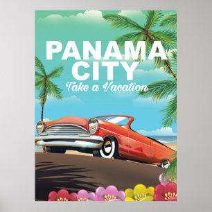 affiche de voyage vintage de la ville de panama