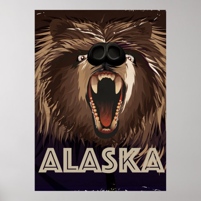 affiche de voyage vintage de l'Alaska (Devant)