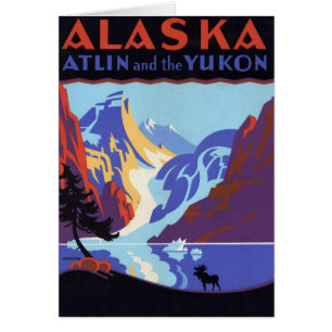 Affiche de voyage vintage de l'Alaska, Atlin et le