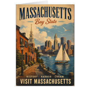 Affiche de voyage vintage de l'État du Massachuset