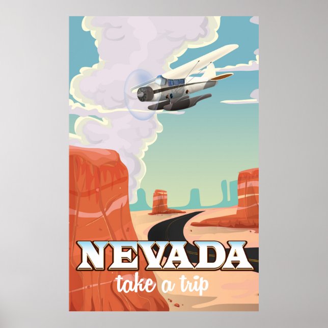 Affiche de voyage vintage de l'État du Nevada (Devant)