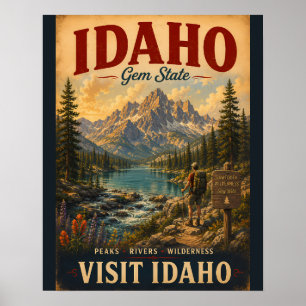 Affiche de voyage vintage de l'Idaho avec un déser