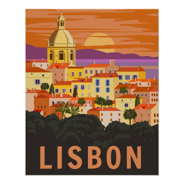 Affiche de voyage vintage de Lisbonne (Devant)