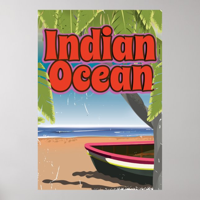 Affiche de voyage Vintage de l'océan Indien (Devant)
