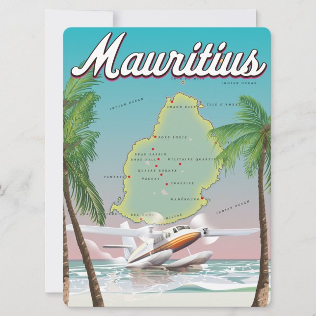 Affiche de voyage vintage de Maurice (Devant)