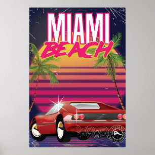 affiche de voyage vintage de miami beach