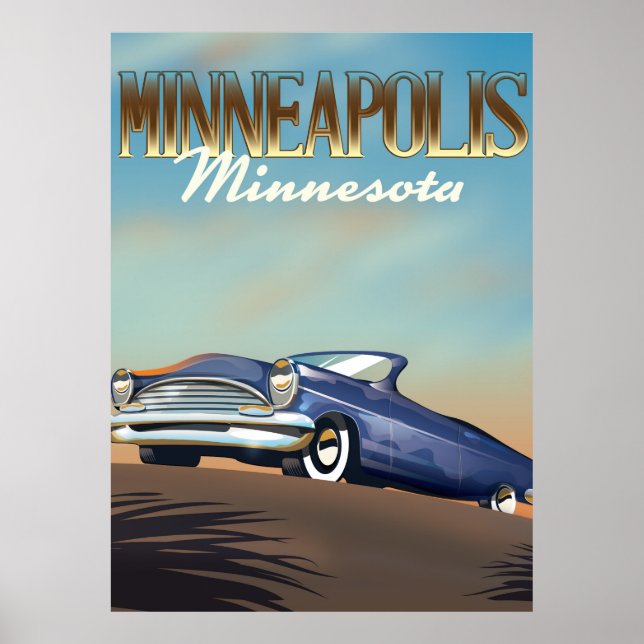 Affiche de voyage vintage de Minneapolis, Minnesot (Devant)