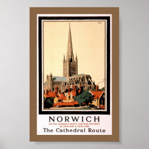 Affiche de voyage vintage de Norwich restaurée