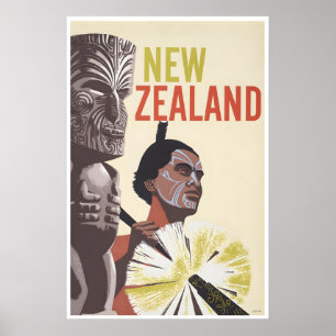 Affiche de voyage vintage de Nouvelle-Zélande